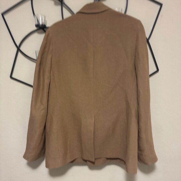 VINCE Tan Textured Double-Breasted Crepe Boyfriend Blazer 8 - Picture 4 of 8